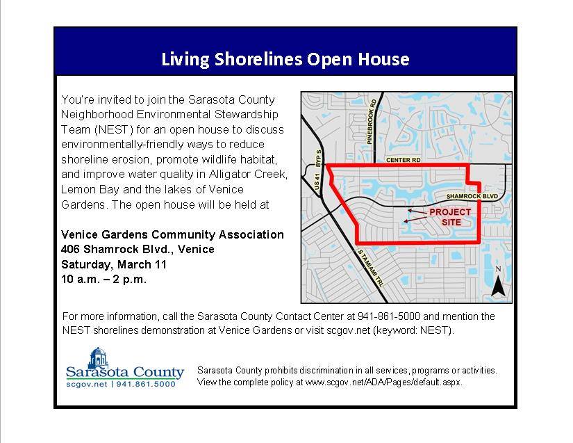 The NEST team invites you to a Living Shorelines Open House to discuss environmentally-friendly ways to reduce shoreline erosion