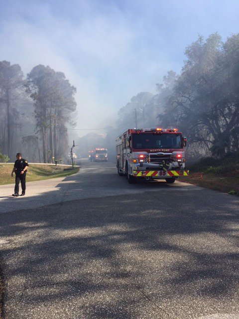 North Port: NPPD & Fire Rescue on scene for a brush fire near Rufus Rd & Seth Rd 