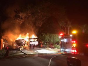 Deputies assisting @scgovEOC at house, boat & camper fire in 3000 blk Nogales Dr., 