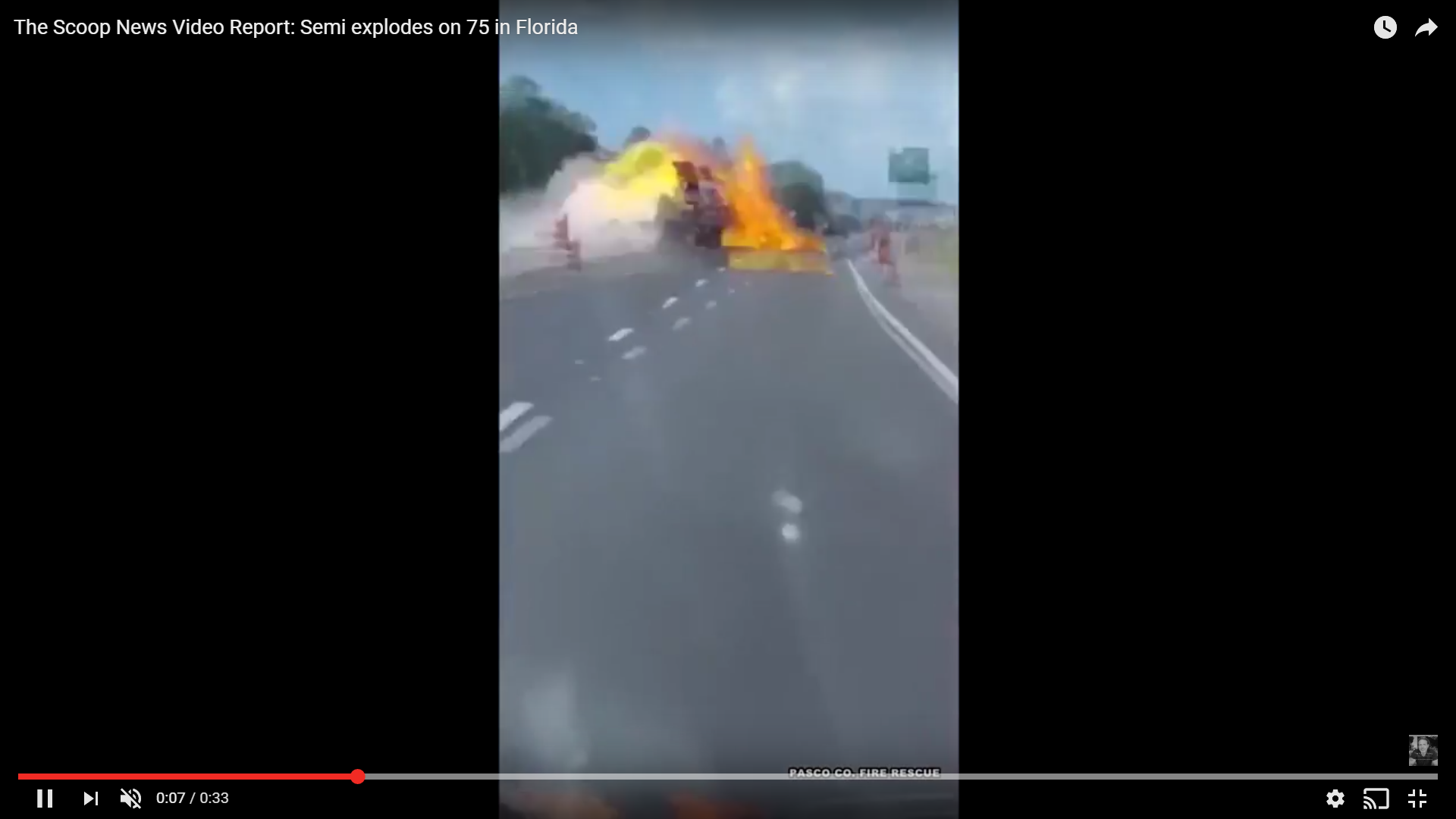 #TodaysViralVideo. A semi truck hit a barrier and exploded on I-75 today, San Antonio, FL  